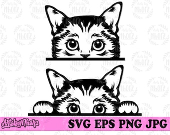 Cute Peeking Cat SVG Bundle, Peeking Animal svg, Cat svg, Peeking Cat png, Cat Clipart, Cat Cutfile, Cute Cat svg, Peeking Cat png, Cat dxf