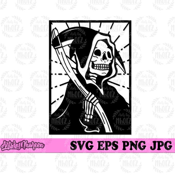Grim Skull Svg Grim Reaper Sneak Clipart Horror Halloween Etsy