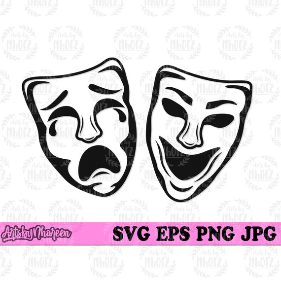 Smile Now Cry Later svg, Theater Mask Clipart, Happy and Sad Stencil, Laugh  and Crying Faces Cut File, Impostor Joker Clown T-shirt Design