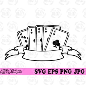 Royal Flush Card svg | Playing Cards Stencil | Special Cards Clipart | Gambler Dad Gift Idea dxf | Poker Power Set T-shirt png| Gambling jpg