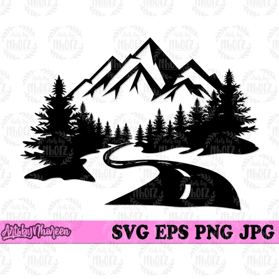 Highway Mountain Scene Svg Highway Svg Outdoor Svg Camping | Etsy
