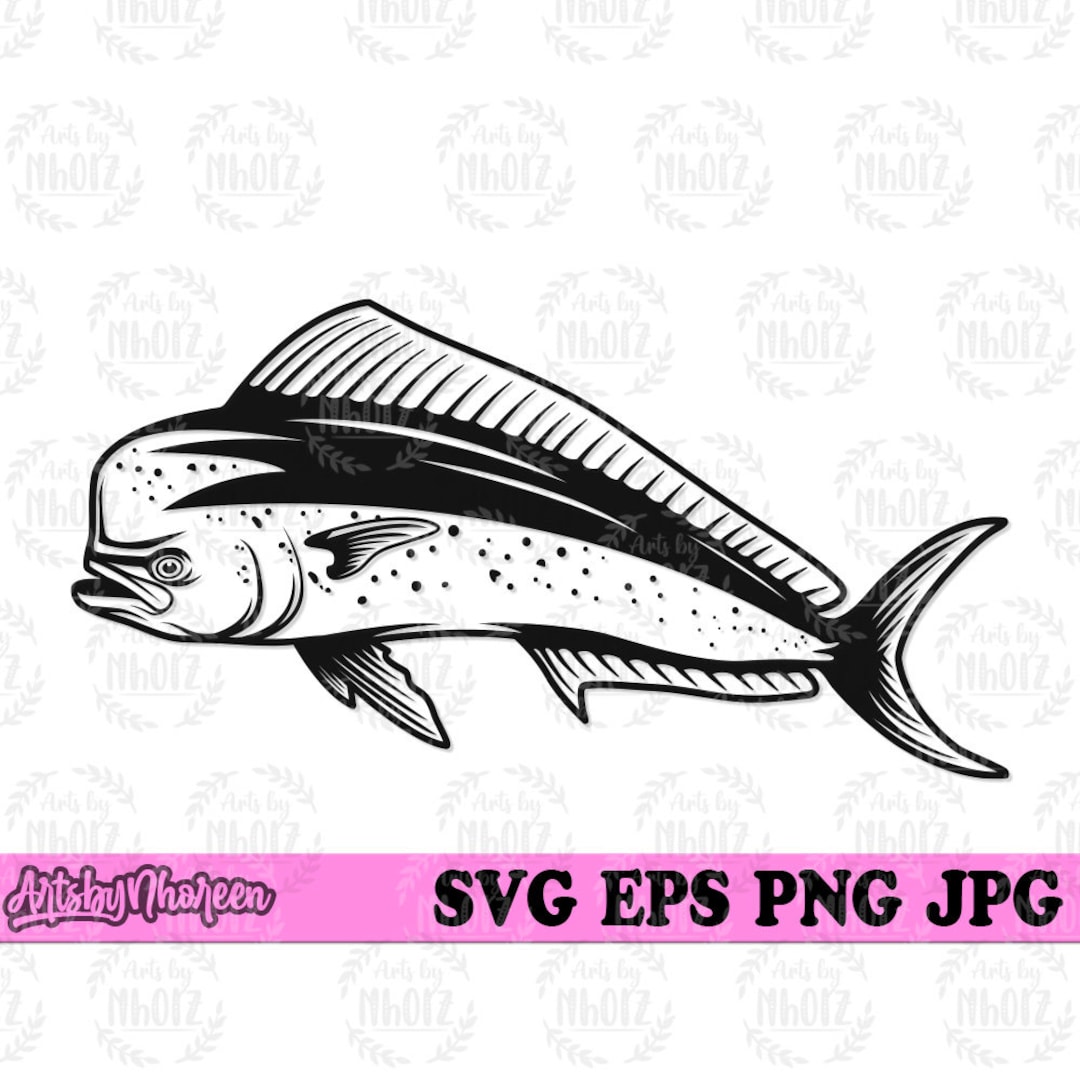 Mahi Fish Svg, Salt Water Fishing Clipart, Dorado Cut File, Angler Dad