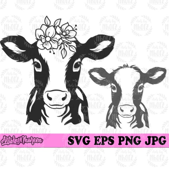 Cute Calf Svg Floral Cow Head Svg Cow Clipart Baby Animal - Etsy
