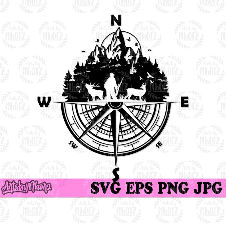 Outdoor Hunting Compass Svg Compass Clipart Compass Cutfile - Etsy