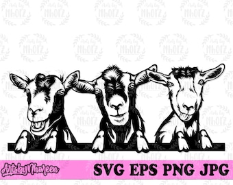 3 Funny Goat svg, Farm Life Cut File, Farm Goat Stencil, Barn Animal Clipart, Cute Goat Farm Monogram, Farmer Dad Gift Idea dxf, Farming jpg
