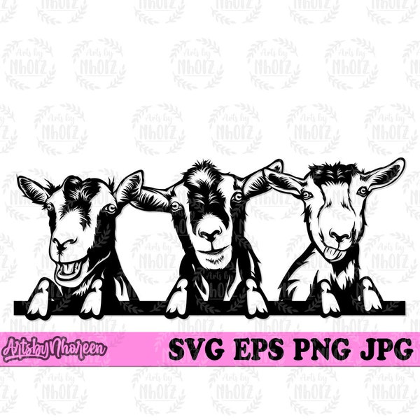 3 Funny Goat svg, Farm Life Cut File, Farm Goat Stencil, Barn Animal Clipart, Cute Goat Farm Monogram, Farmer Dad Gift Idea dxf, Farming jpg