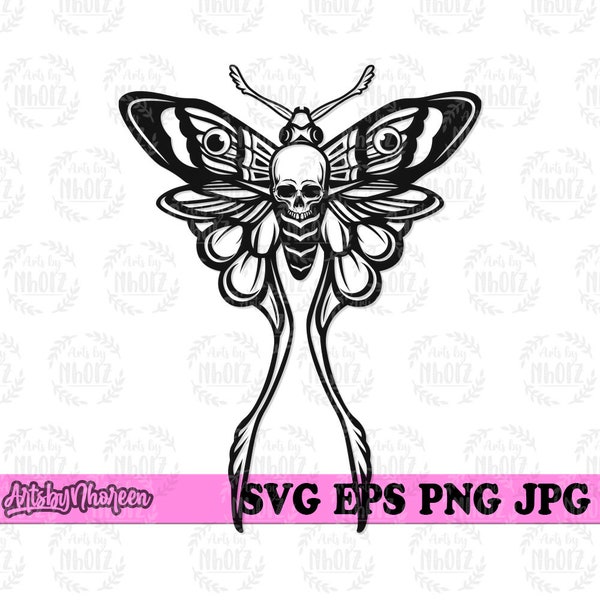 Moth Skull svg, Flying Animal Clipart, Small Insect Stencil, Horror Butterfly Cut File, Moth Skull Wings png, Insect Laboratory Cutfile DXF