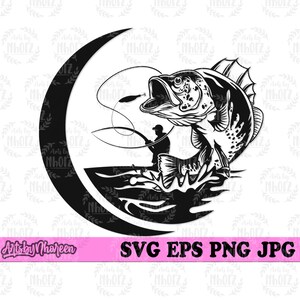 Abborrfiske svg, sjöfiske clipart, lägerliv mat dxf, sportfiskare pappa presentidé, sporttävling t-shirt dxf, flodfisk klippfil jpeg