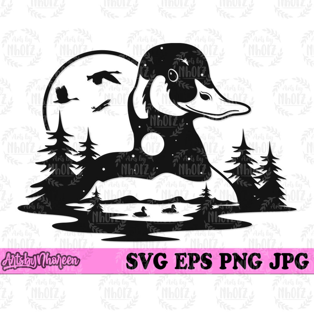 Cute Duck In The Moon PNG & SVG Design For T-Shirts