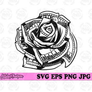 Rose Dollar Bill svg, Floral Money Pattern Clipart, Flower Money Stencil, Rich Kid dxf, Floral Dollar Cut File, Rose T-shirt Design DXF PNG