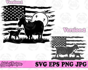 US Ziege Mutter und Baby svg, Bauernhof Ziege Clipart, Ziege Familie Schablone, Scheunentier Schnittdatei, Ziege Farmbesitzer Jpeg dxf, Milch Monogramm Schnittdatei