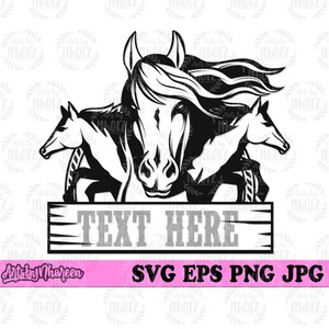 Horse Ranch Jpeg svg, Horse Barn Clipart, Cowboy Name Label Cut File, Western Home Decor, Horse Farm Monogram Stencil, Pet Portrait DXF PNG