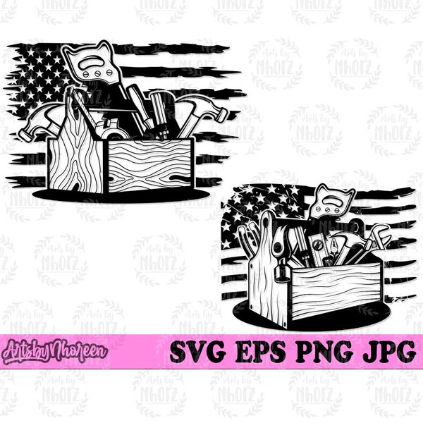 US Tool Box svg, Carpenter Dad T-shirt Design Gift Idea png, Repairman Clipart, Repair Tools Cut File, House Tools Stencil, Home Repair dxf