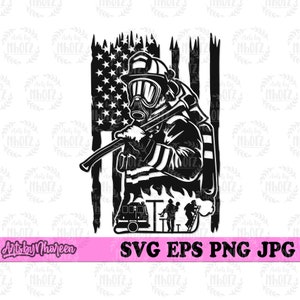 US Fire Fighter Scene svg, Fireman Dad Clipart, Firefighter Cut File, Rescue Stencil, Emergency Respondent dxf, 911 Fire T-shirt Design png