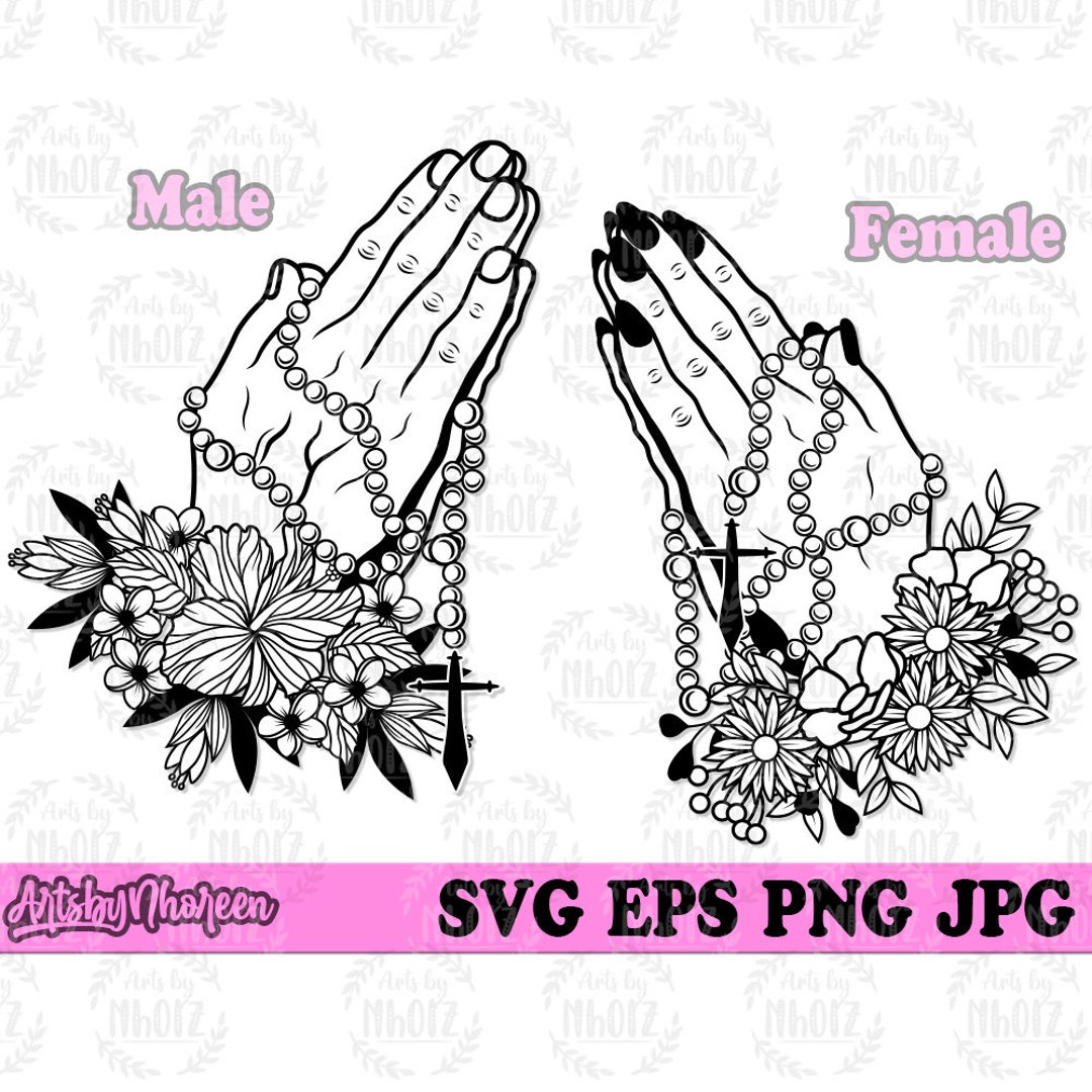 Praying Hands Floral Svg Flower Payers Clipart Faithful - Etsy