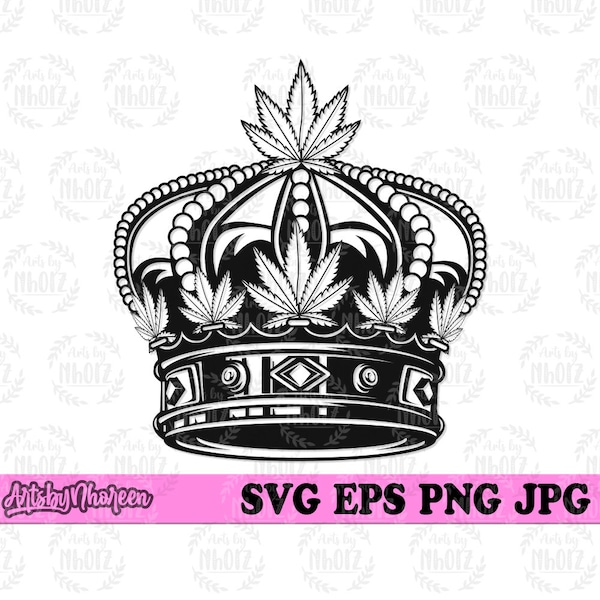 Weed Crown svg, Cannabis King Clipart, Marijuana Prince Stencil, Royal High 420 Cut File, Smoking Joint Blunt dxf, Rolling Kush Dope Cutfile