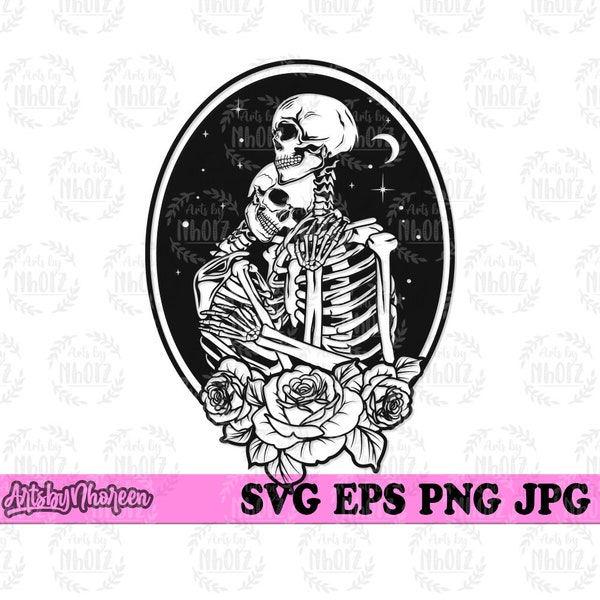 Skeleton Lover svg, Valentine Horror Clipart, Til Death Do Us Part Cut File, Skeletal Couple Stencil, Mystical in Love Cutfile, Spooky Boo