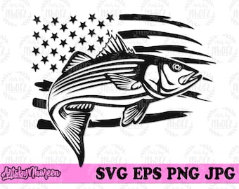 US Striped Bass Fish svg, Bass Clipart, Fishing Dad Cut File, Angling Stencil, Lake and River Fishing Clipart, Bass svg, Angler T-shirt png