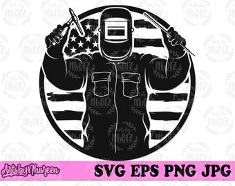 US Welder Man svg, Welding Dad Gift Idea dxf, Welder Clipart, Welder Cut File, Welding Torch Stencil, Welder Shirt png, Iron Repairman jpeg