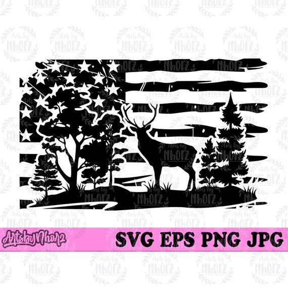 Outdoor Deer Scene Svg Deer Scene Clipart Deer Cutfile Deer - Etsy