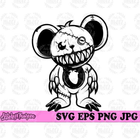 Scary Teddy Svg Monster Bear Clipart Spooky Stuffed Toy Etsy India