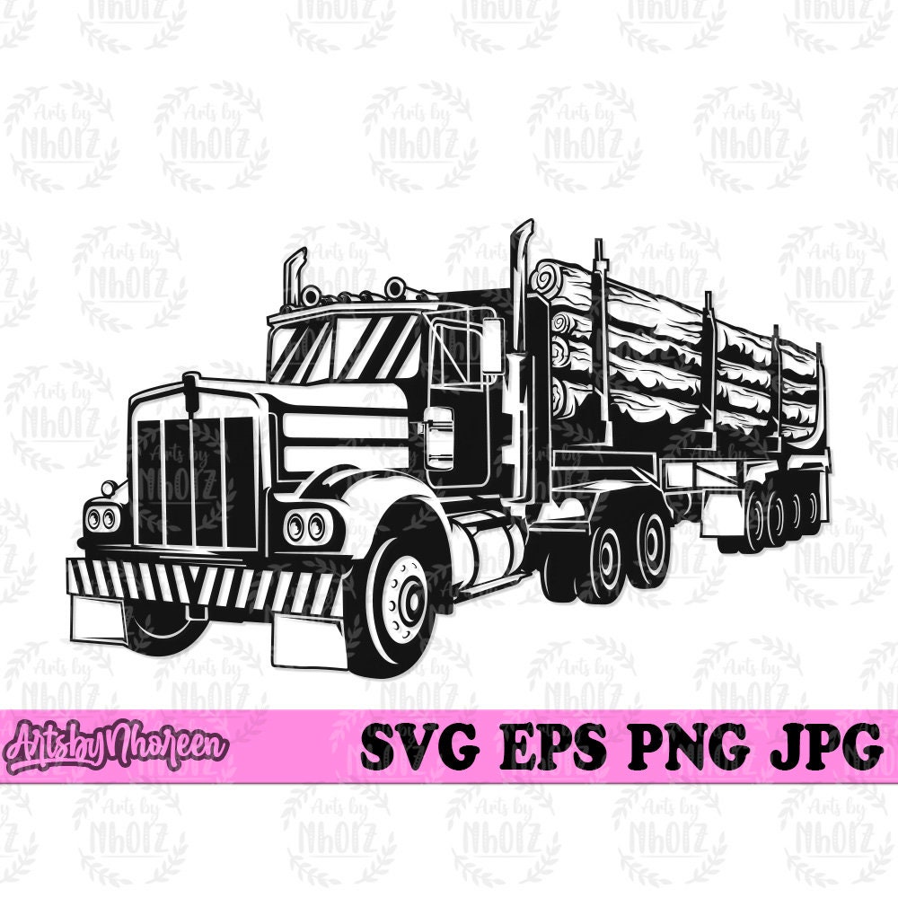 Logging Truck svg, Wood Man Shirt png, Lumber Owner Monogram, Logger Dad Clipart, 10 Wheeler Truck Cut File, Lumberjack Gift Idea, Woodman