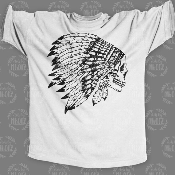 ネイティブアメリカン➳インディアンスカル➳タペストリー✨ Indian Native Skull Svg, Tribe Headdress Cut File, Animal Feather