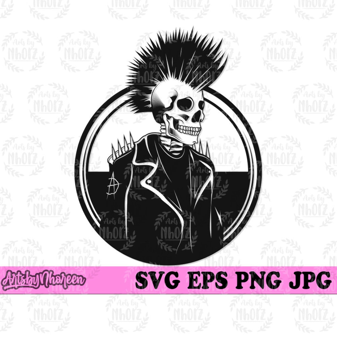 Mohawk Skull Punk Svg, Rockers Clipart, Rock Dad T-shirt Design Gift ...