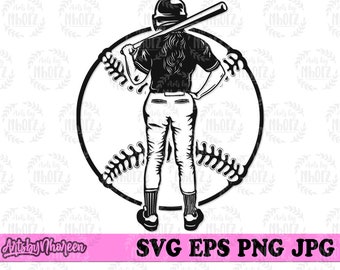 Softball Player svg, Sports Mom Life Cut File, Fielder Clipart, Pitcher Stencil, Catcher Cutfile, Lady Coach Gift Idea T-shirt Design png