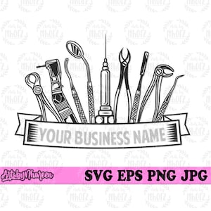 Narzędzia dentystyczne svg | Monogram kliniki dentystycznej | Kwiatowy plik do cięcia dentysty | Sprzęt medyczny dxf | Clipart z artykułami do pielęgnacji zębów | Ortodonta png