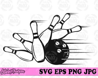 Bowling svg, Bowler Gift Idea T-shirt Design png, Bowling Game Clipart, Strike Cut File, Alley dxf, Angle Anchor Shot Cutfile, Bowling Pin