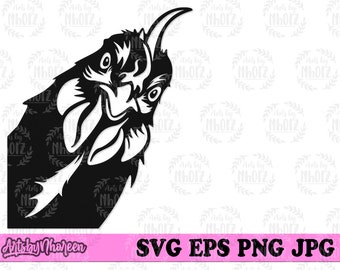 Peeking Chicken svg, Farm Animal Cut File, Roster Clipart, Barn Monogram, Farming Jpeg Stencil, Farm Life Shirt png, Poultry & Livestock dxf