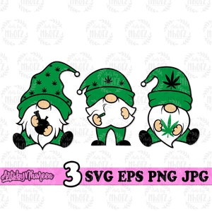3 Weed Gnomes svg | Rasta Clipart | 420 Shirt png | Rauchen Joint dxf | Cannabis Cutfile | Marihuana Schablone | Dope High Stoner Glückelfen