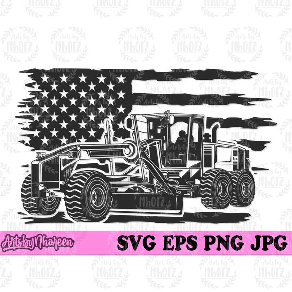 US Grader Equipment svg, Construction Dad Gift Idea, Machine Operator Shirt png, Heavy Equipment dxf, Tractor Cut File US Contractor Stencil