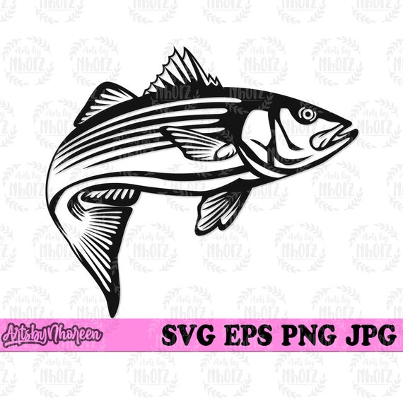 Striped Bass Clipart Bass Svg Angling Stencil Fishing Dad Etsy