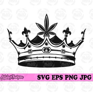 Crown Weed svg | Rasta Royal Blood Clipart | Joint Blunt Stencil | 420 Cut File | Cannabis Thrown Clipart | Marijuana King svg | Dope Tshirt