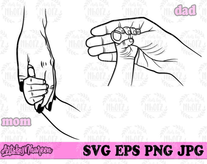 Mom Baby and Dad Baby Holding Hands Svg New Born Cut File - Etsy