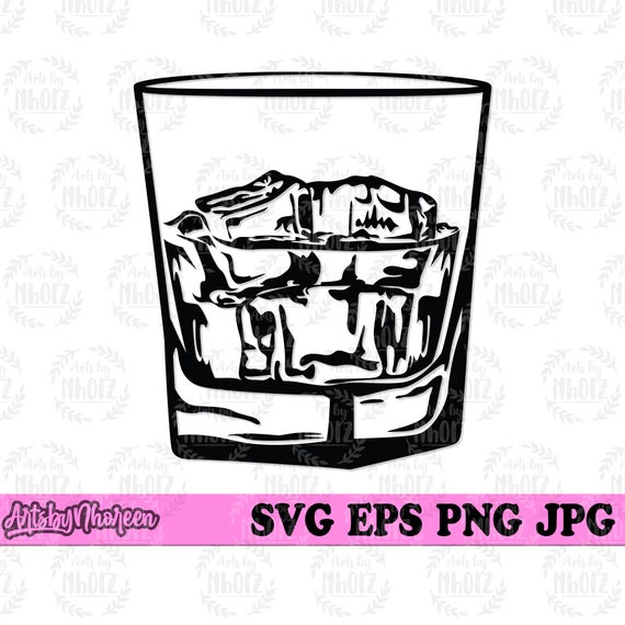Glass of Whisky Svg Whisky Clipart on the Rocks Svg Whisky Etsy