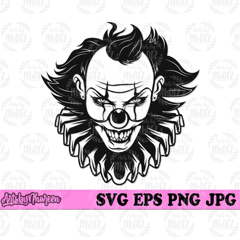 Evil Clown Svg Halloween Custom Tshirt Design Png Scary Cut Etsy
