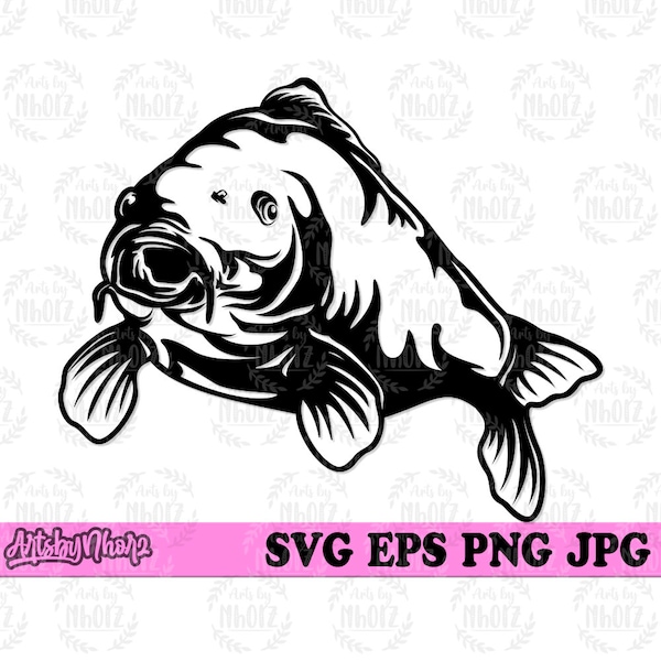 Carp Fish svg, Carp Clipart, Carp Cutfile. Carp Fish png, Fish Shirt svg, Fishing Dad svg, Fresh Water Fishing, River Fishing svg, Fish png