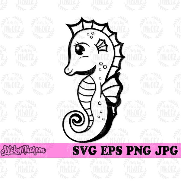 Cute Sea Horse svg, Tropical Animal Clipart, Under Water Creature Stencil, Salt Life Shirt png, Beach Vibes dxf, Summer Vacation Cut File