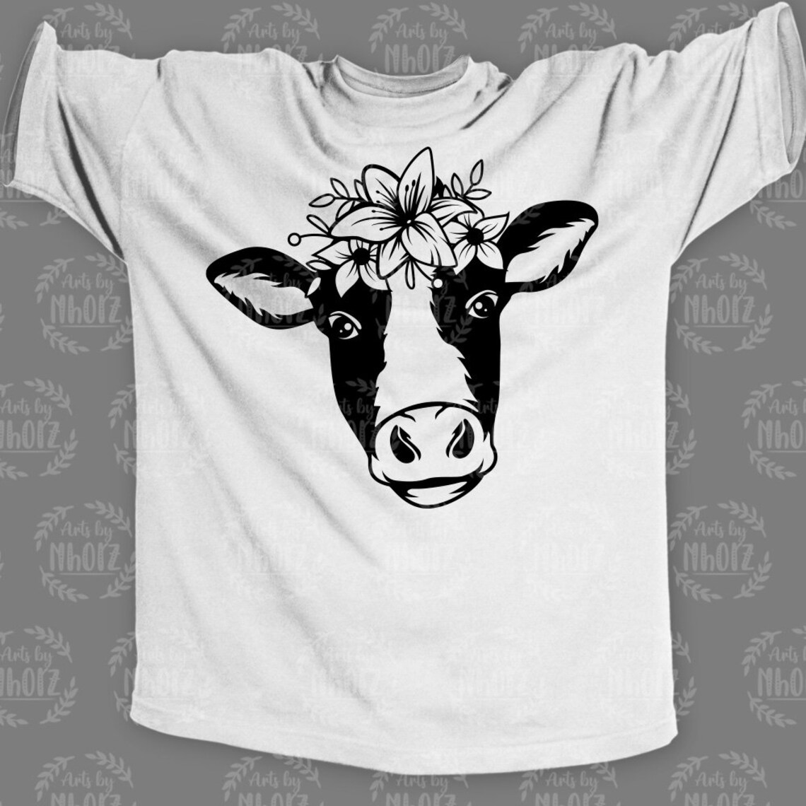 Floral Cow Head Svg, Farm Cow Clipart, Farm Life Shirt Png, Farming ...