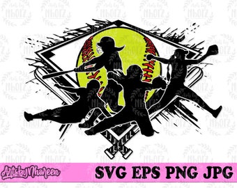 Softball Player Scene svg, Sports Mom Life Cut File, Ball Life Clipart, Player Sister T-shirt Design png, Softball Jpeg Club Team Stencil