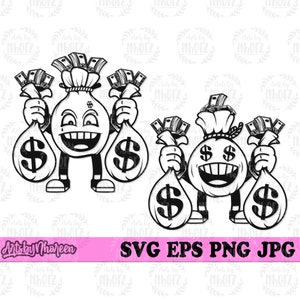 Money Bag svg, Hipster Cool Kid Clipart, Rich Life Gangster Cut File, Dime and Pennies Stencil, US Dollar Sign Mascot Cutfile, Money T-shirt