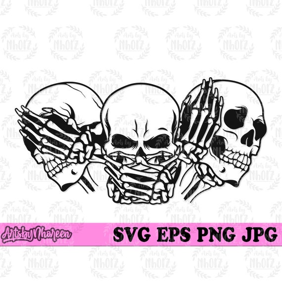 Hear No Evil See No Evil Speak No Evil, Skull Art T-Shirt Hear No Evil See No Evil Speak No Evil, Skull Art T-Shirt