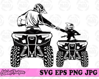 Ojciec i syn jazda na quadzie svg, jak ojciec jak syn svg, kierowca quada svg, clipart jazda na quadzie, koszulka quada svg, DadLife KidLife svg, ekstremalna jazda svg