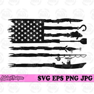 USA:s flagga fiskeverktyg svg, fiskelina och krok clipart, fiskarskjorta png, fiskeklippfil, fiskarpappa stencil, sportfiske png dxf