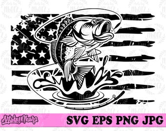 US Bass Fishing svg, US Fishing svg, Bass Fish Clipart, Bass Fish Cutfile, Bass svg, US Angler svg, Fishing Shirt svg, Us Lake Fishing svg