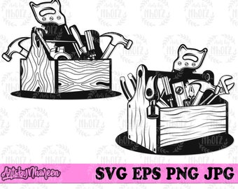 Tool Box svg, Carpenter Tools svg, Repairman Clipart, Repair Dad Cut File, Carpenter Dad T-shirt Design Gift Idea, Hammer Stencil, Plier dxf
