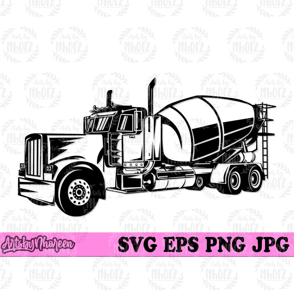 Concrete Mixer Truck Svg Mixer Truck Clipart Truck Driver - Etsy